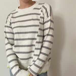 Vera Wang Asymmetrical white and grey sweater small
